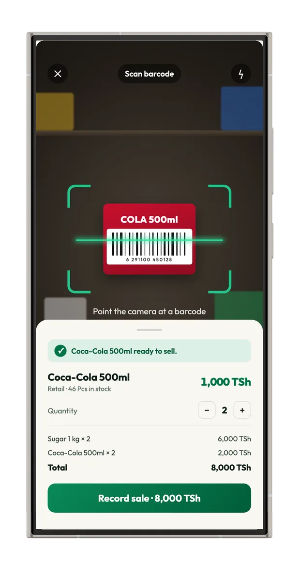 Scan to sell screen